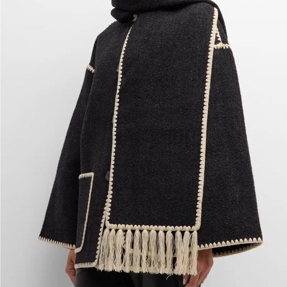 Toteme Fringe Embroidered Scarf Wool Jacket - Picture 4 of 4